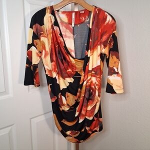 Sunset Rd. Floral Print Layered Women's Top Blouse Medium